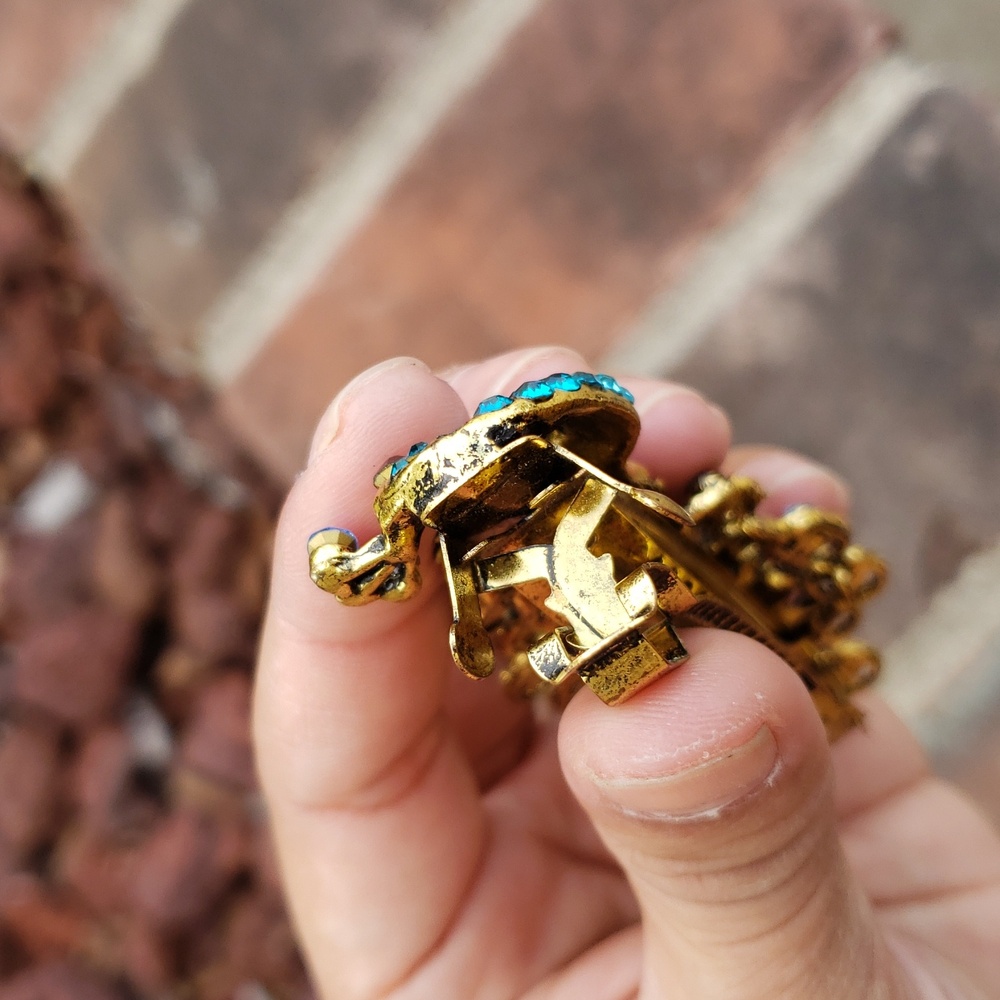 Vintage Womens Hair Barrette Peacock Rhinestone Hair Clip Victorian Timeless - Picture 6 of 13